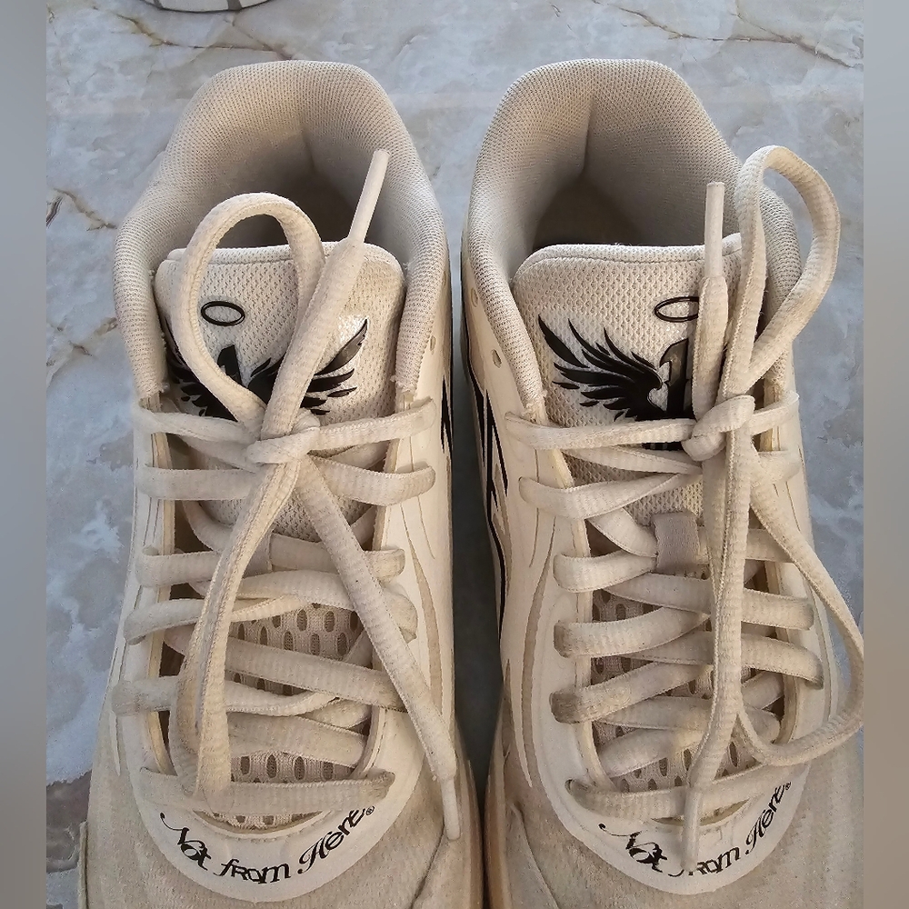 PUMA LAMELO BALL MB02 WHISPERS FROSTED IVORY BLACK SNEAKERS SHOES 9.5 - Picture 8 of 11